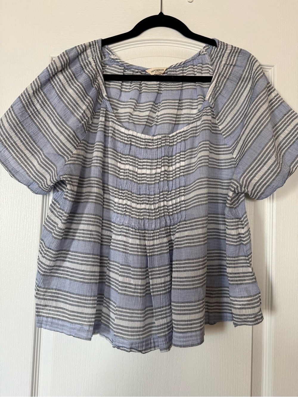 Lucky Brand Blue and White Striped Peasant Blouse
